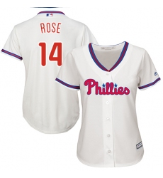 Women's Majestic Philadelphia Phillies #14 Pete Rose Authentic Cream Alternate Cool Base MLB Jersey