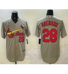 Men's St Louis Cardinals #28 Nolan Arenado Number Grey Stitched Cool Base Nike Jersey