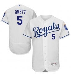 Men's Majestic Kansas City Royals #5 George Brett White Flexbase Authentic Collection MLB Jersey