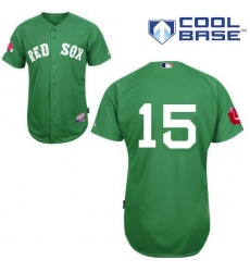 Men's Majestic Boston Red Sox #15 Dustin Pedroia Authentic Green Cool Base MLB Jersey