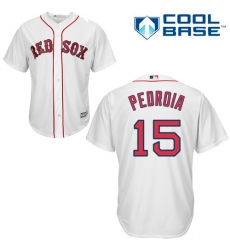 Men's Majestic Boston Red Sox #15 Dustin Pedroia Replica White Home Cool Base MLB Jersey