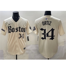 Men's Boston Red Sox #34 David Ortiz Cream Gothic Vapor Limited Stitched Baseball Jersey