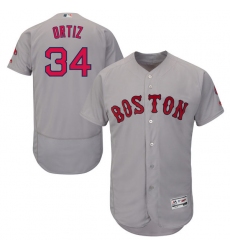 Men's Majestic Boston Red Sox #34 David Ortiz Grey Road Flex Base Authentic Collection MLB Jersey