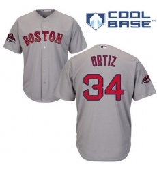 Youth Majestic Boston Red Sox #34 David Ortiz Authentic Grey Road Cool Base 2018 World Series Champions MLB Jersey