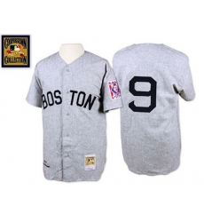 Men's Mitchell and Ness 1939 Boston Red Sox #9 Ted Williams Replica Grey Throwback MLB Jersey