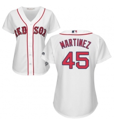 Women's Majestic Boston Red Sox #45 Pedro Martinez Authentic White Home MLB Jersey