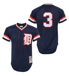 Men's Mitchell and Ness Detroit Tigers #3 Alan Trammell Replica Blue Throwback MLB Jersey