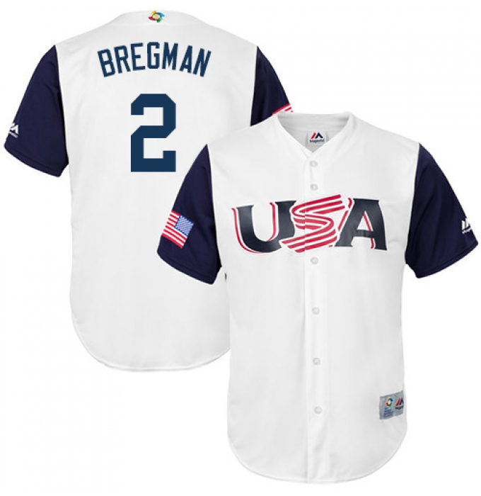 Youth USA Baseball Majestic #2 Alex Bregman White 2017 World Baseball Classic Replica Team Jersey