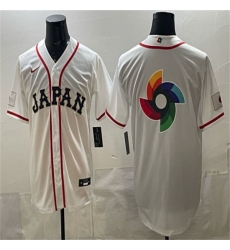 Men's Japan Baseball Team Big Logo White 2026 World Baseball Classic Home Stadium Stitched Jersey
