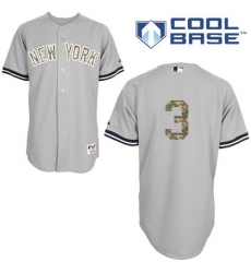 Men's Majestic New York Yankees #3 Babe Ruth Authentic Grey USMC Cool Base MLB Jersey