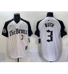 Men's New York Yankees #3 Babe Ruth White Black 'Gothic Legacy Edition' Vapor Premier Limited Stitched Baseball Jersey