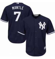 Men's Majestic New York Yankees #7 Mickey Mantle Replica Navy Blue Alternate MLB Jersey