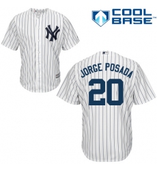 Men's Majestic New York Yankees #20 Jorge Posada Replica White Home MLB Jersey