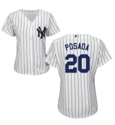 Women's Majestic New York Yankees #20 Jorge Posada Authentic White Home MLB Jersey