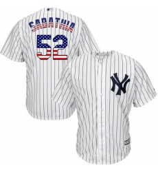 Men's Majestic New York Yankees #52 C.C. Sabathia Replica White USA Flag Fashion MLB Jersey