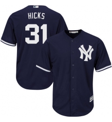 Men's Majestic New York Yankees #31 Aaron Hicks Replica Navy Blue Alternate MLB Jersey