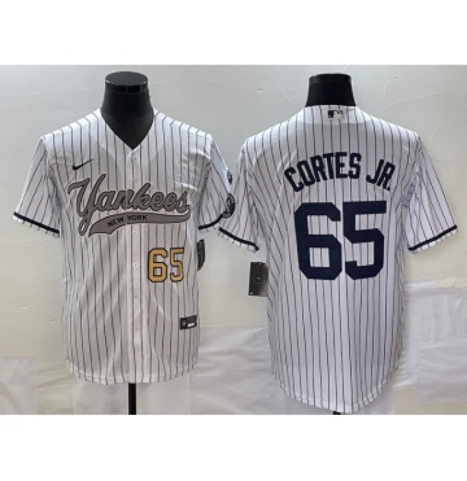 Men's New York Yankees #65 Nestor Cortes Jr Number White Cool Base Stitched Baseball Jersey