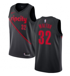 Men's Nike Portland Trail Blazers #32 Bill Walton Swingman Black NBA Jersey - 2018 19 City Edition