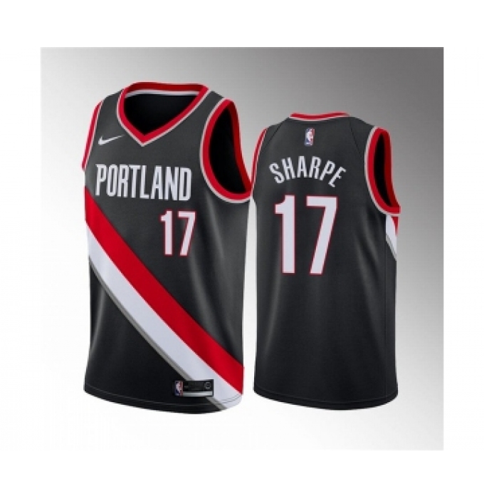 Men's Portland Trail Blazers #17 Shaedon Sharpe Black Icon Edition Stitched Basketball Jersey