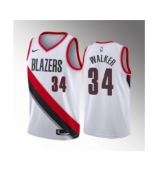 Men's Portland Trail Blazers #34 Jabari Walker White Association Edition Stitched Basketball Jersey