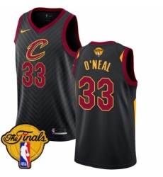 Men's Nike Cleveland Cavaliers #33 Shaquille O'Neal Swingman Black 2018 NBA Finals Bound NBA Jersey Statement Edition