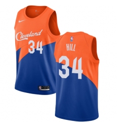 Men's Nike Cleveland Cavaliers #34 Tyrone Hill Swingman Blue NBA Jersey - City Edition