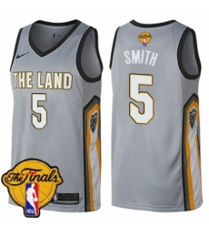 Men's Nike Cleveland Cavaliers #5 J.R. Smith Swingman Gray 2018 NBA Finals Bound NBA Jersey - City Edition