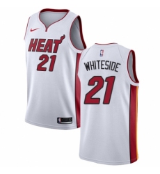 Men's Nike Miami Heat #21 Hassan Whiteside Authentic NBA Jersey - Association Edition