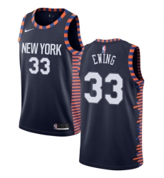 Youth Nike New York Knicks #33 Patrick Ewing Swingman Navy Blue NBA Jersey - 2018  19 City Edition