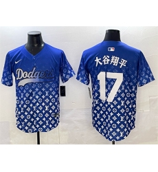Men's Los Angeles Dodgers #17 大谷翔平 Blue Limited Stitched Baseball Jersey