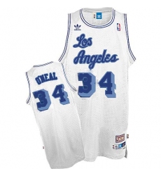 Men's Nike Los Angeles Lakers #34 Shaquille O'Neal Swingman White Throwback NBA Jersey