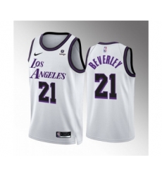 Men's Los Angeles Lakers #21 Patrick Beverley White City Edition Stitched Basketball Jersey