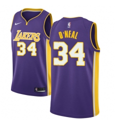 Men's Nike Los Angeles Lakers #34 Shaquille O'Neal Swingman Purple NBA Jersey - Statement Edition