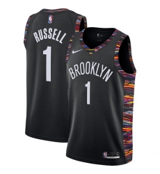 Men's Nike Brooklyn Nets #1 D'Angelo Russell Swingman Black NBA Jersey - 2018 19 City Edition