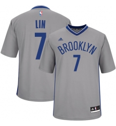 Men's Adidas Brooklyn Nets #7 Jeremy Lin Authentic Gray Alternate NBA Jersey