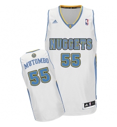 Men's Adidas Denver Nuggets #55 Dikembe Mutombo Swingman White Home NBA Jersey