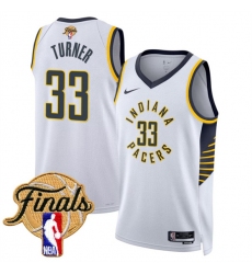 Men's Indiana Pacers #33 Myles Turner White 2025 Finals Association Edition Stitched Basketball Jersey