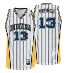 Men's Adidas Indiana Pacers #13 Paul George Swingman White Throwback NBA Jersey