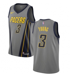 Men's Nike Indiana Pacers #3 Joe Young Swingman Gray NBA Jersey - City Edition