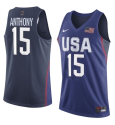 Men's Nike Team USA #15 Carmelo Anthony Authentic Navy Blue 2016 Olympic Basketball Jersey