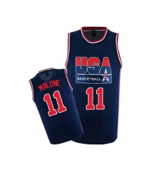 Men's Nike Team USA #11 Karl Malone Authentic Navy Blue 2012 Olympic Retro Basketball Jersey