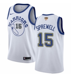 Women's Nike Golden State Warriors #15 Latrell Sprewell Authentic White Hardwood Classics 2018 NBA Finals Bound NBA Jersey