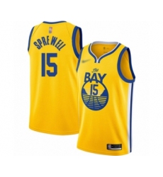 Youth Golden State Warriors #15 Latrell Sprewell Swingman Gold Finished Basketball Jersey - Statement Edition