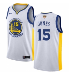 Men's Nike Golden State Warriors #15 Damian Jones Swingman White Home 2018 NBA Finals Bound NBA Jersey - Association Edition