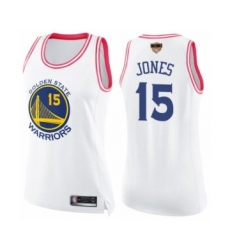 Women's Golden State Warriors #15 Damian Jones Swingman White Pink Fashion 2019 Basketball Finals Bound Basketball Jersey