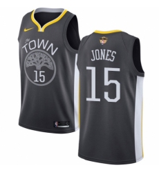Women's Nike Golden State Warriors #15 Damian Jones Swingman Black Alternate 2018 NBA Finals Bound NBA Jersey - Statement Edition