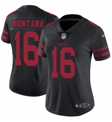 Women's Nike San Francisco 49ers #16 Joe Montana Elite Black NFL Jersey