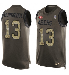 Men's Nike San Francisco 49ers #13 Aaron Burbridge Limited Green Salute to Service Tank Top NFL Jersey