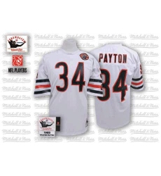 Mitchell and Ness Chicago Bears #34 Walter Payton White Big Number with Bear Patch Authentic Throwback NFL Jersey