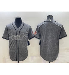 Men's Cincinnati Bengals Blank Grey Gridiron Cool Base Stitched Baseball Jersey